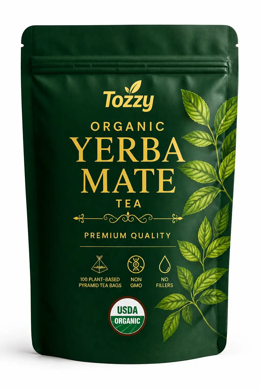 Organic Unsmoked Yerba Mate Tea | 100 Count - (Plant-Based Pyramid Tea Bags)