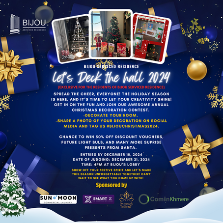 Join Us for a Festive Christmas decoration 2024 BIJOU Serviced Residence! Show off your holiday spirit and help make this season unforgettable.