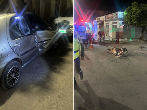 Menor fica gravemente ferido após colisão entre carro e moto em Guanambi