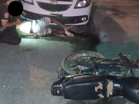 Motociclista tem pé amputado após ser atingido por carro em Guanambi.