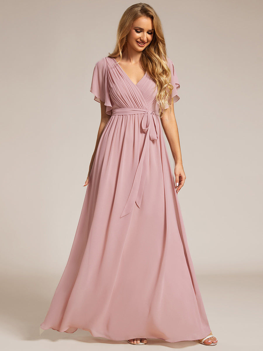 Thumbnail: Elegant Evening dresses Deep V Neck Ruffles Sleeves Floor-Length Gown 2025 Ever 