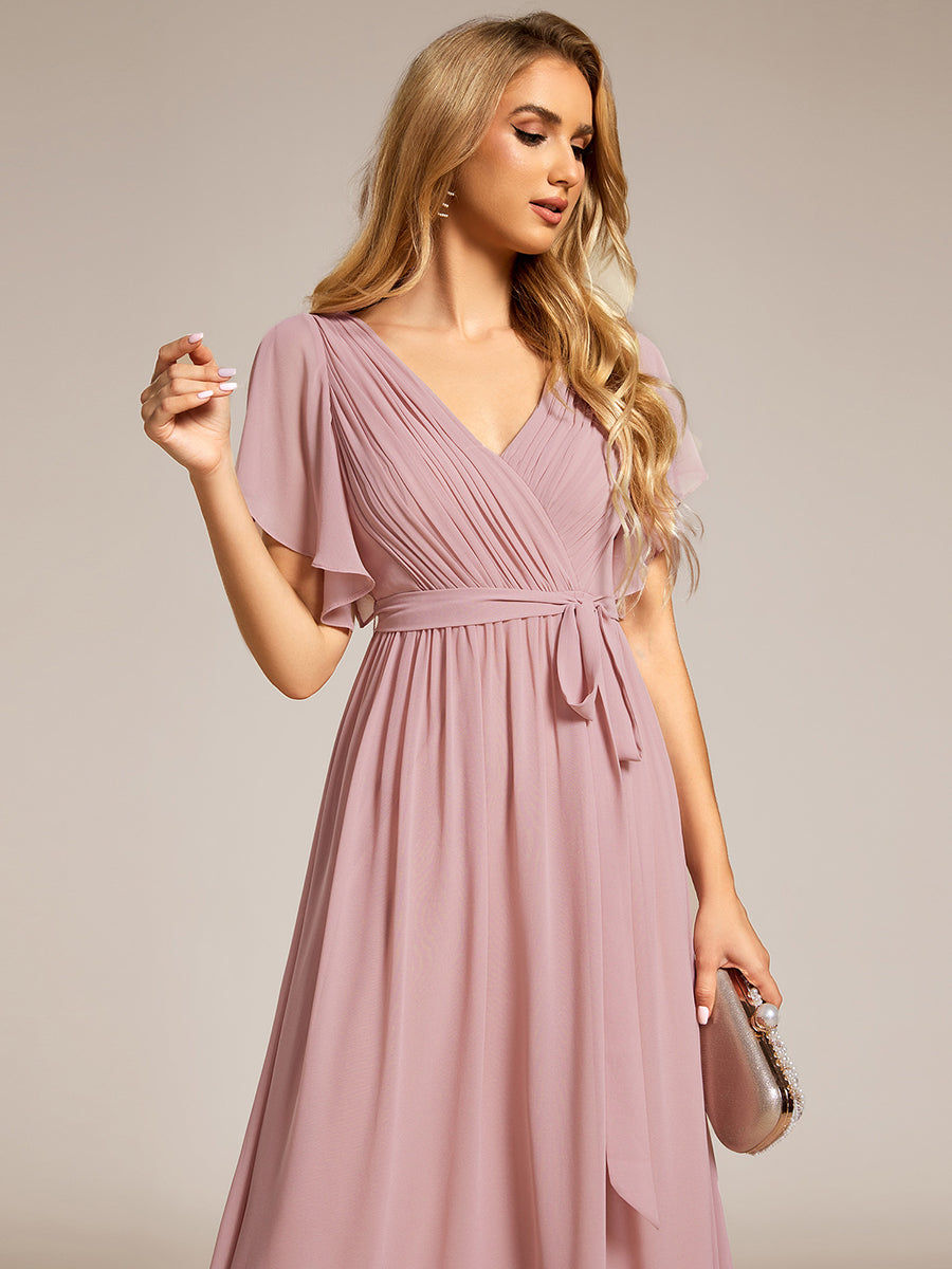 Thumbnail: Elegant Evening dresses Deep V Neck Ruffles Sleeves Floor-Length Gown 2025 Ever 