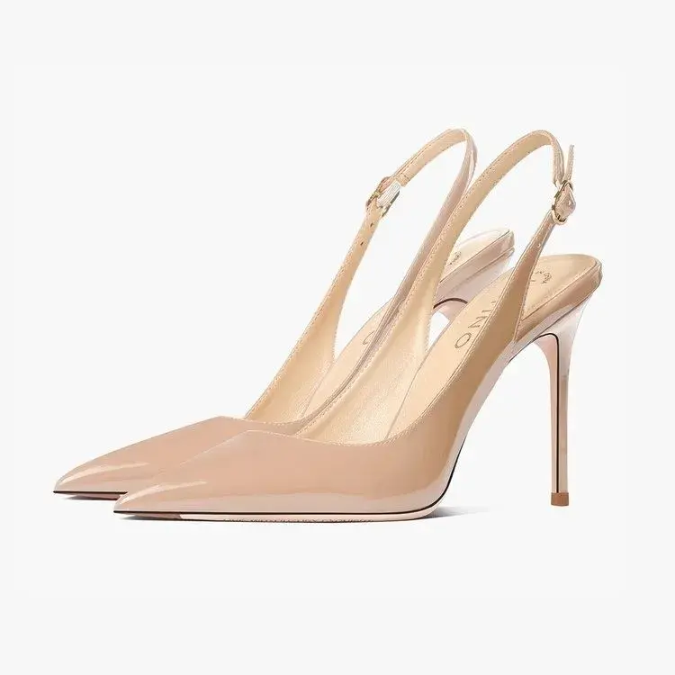 Thumbnail: Sexy ultra-high heels pointed sandals elegant summer patent leather suspender hi
