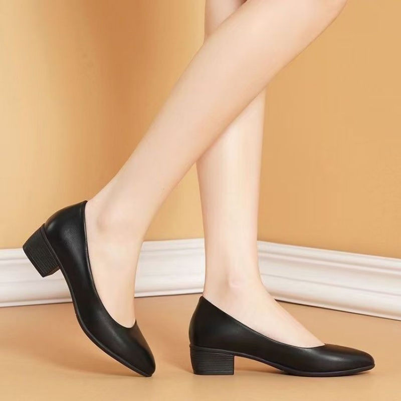 Thumbnail: ​​2025 New Arrival Women's Low-Heel Pumps Black Genuine Leather Formal Shoes