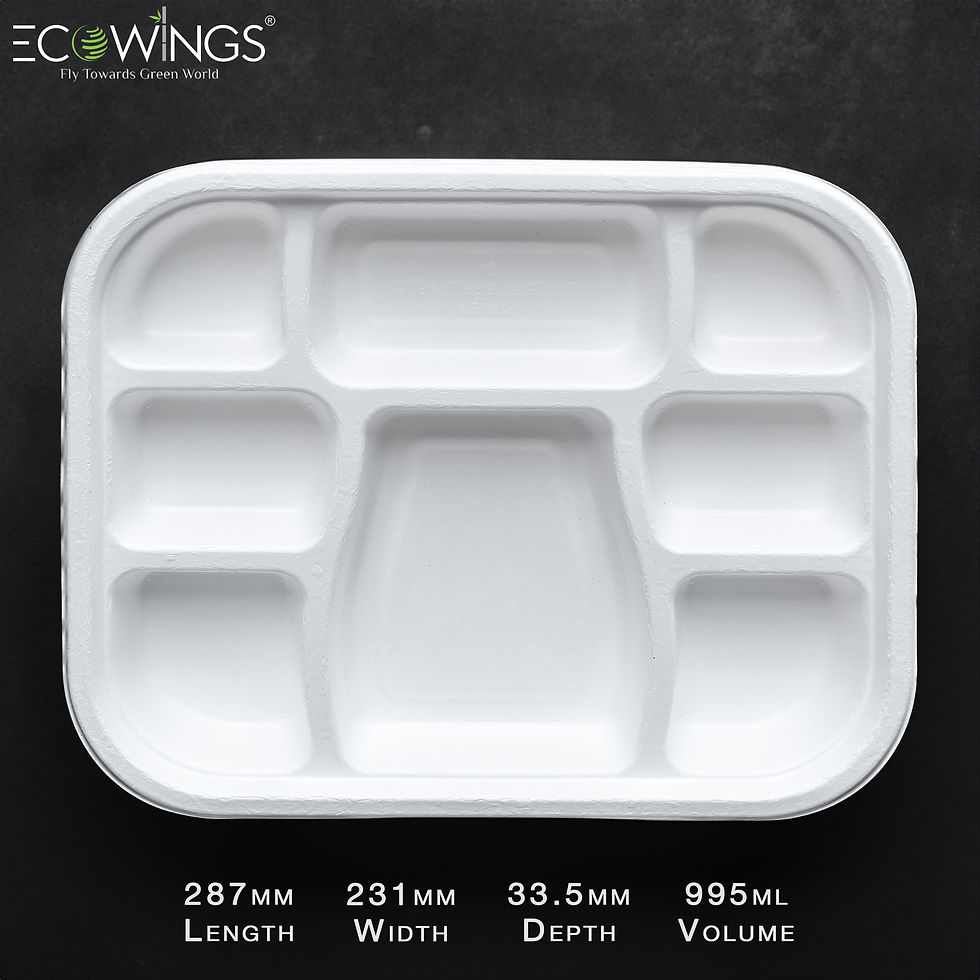 Thumbnail: Large Disposable Plates - 8 Compartments. Bagasse Biodegradable