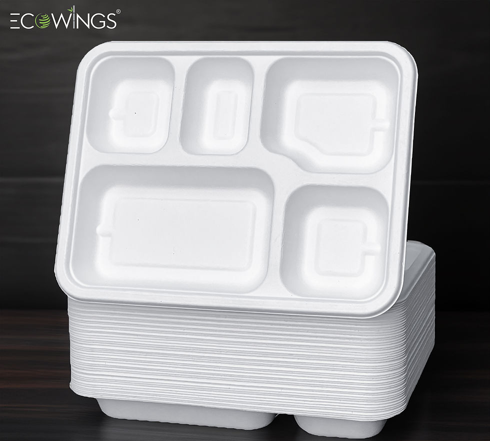Thumbnail: Disposable 5 Compartments Plates Biodegradable Plates