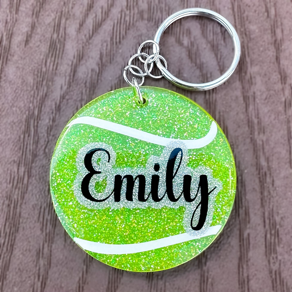 Custom Glitter Tennis Keychain - 2”, 2.5”, or 3”