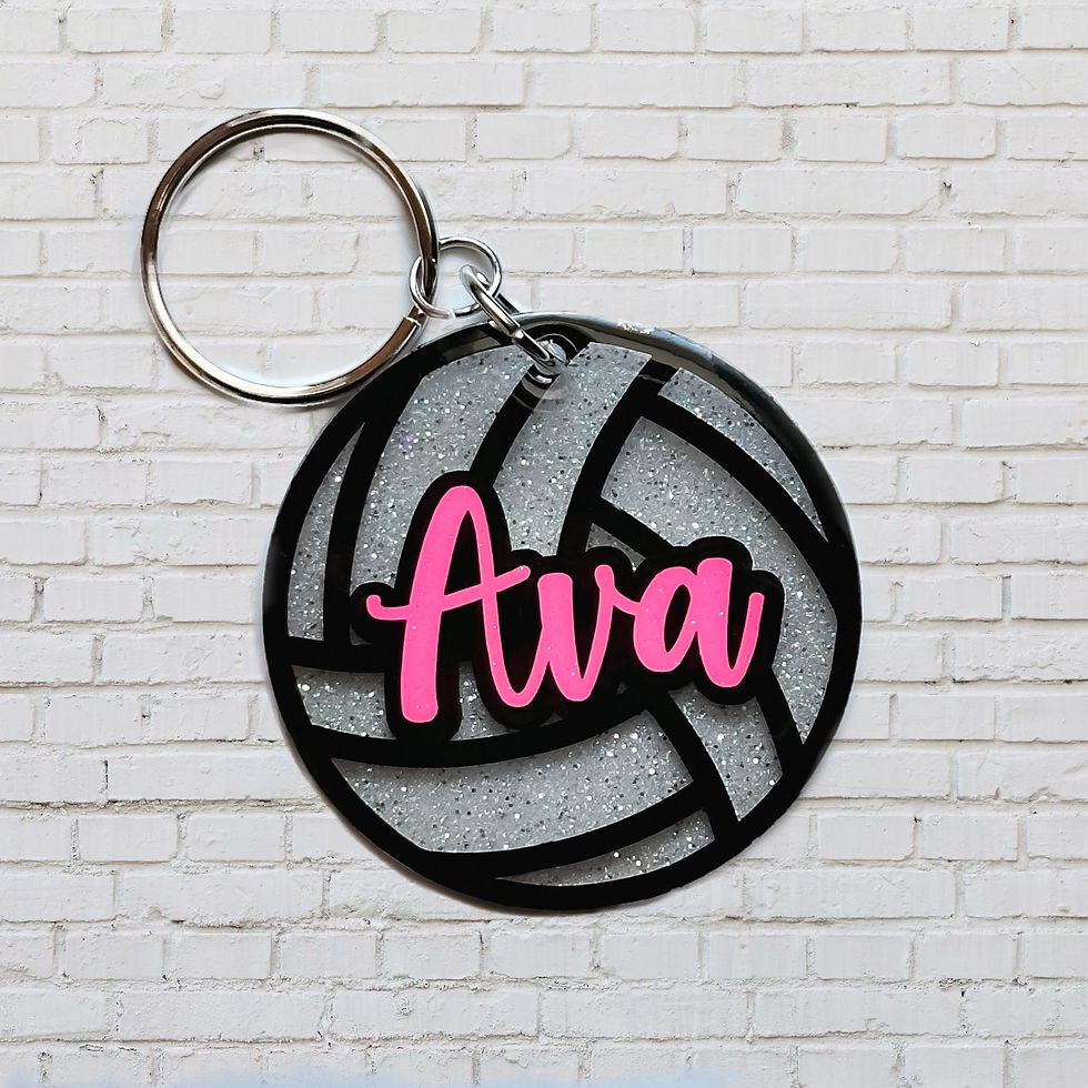 Custom Volleyball Keychain/Bag Tag - Glitter or Solid