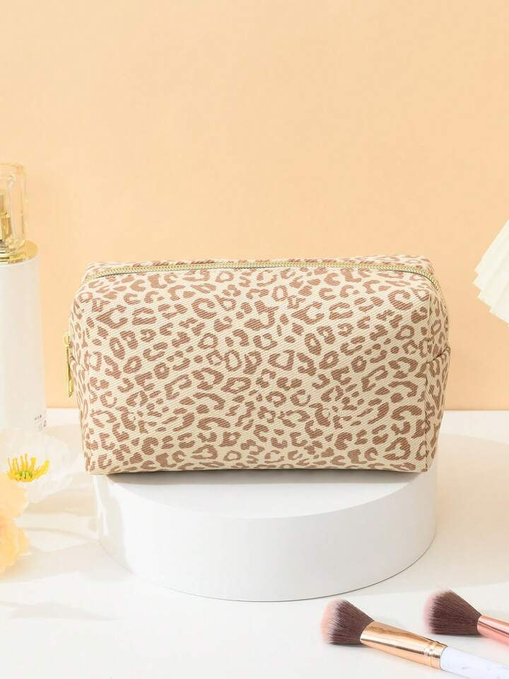 Thumbnail: Custom Canvas Leopard Print Makeup Bag/Pencil Bag/Cosmetic Pouch/Travel Bag