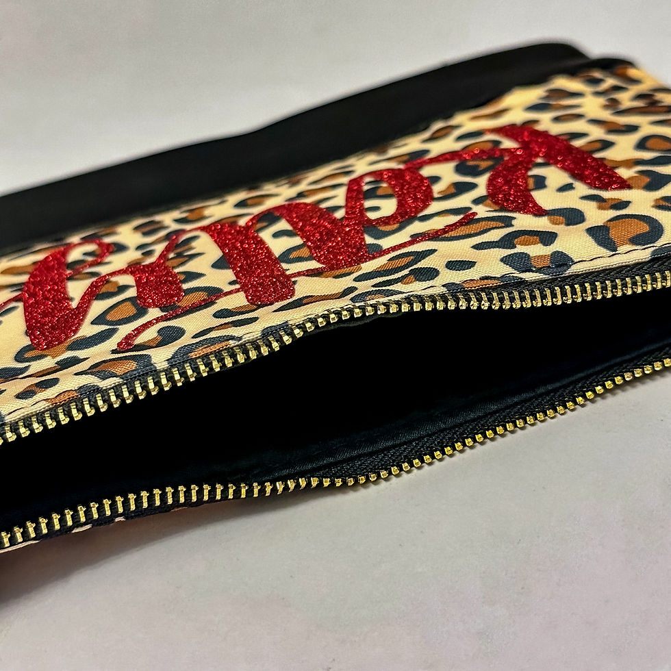 Thumbnail: Custom Monogram Leopard Print Makeup Bag/Pencil Bag/Cosmetic Pouch/Travel Bag