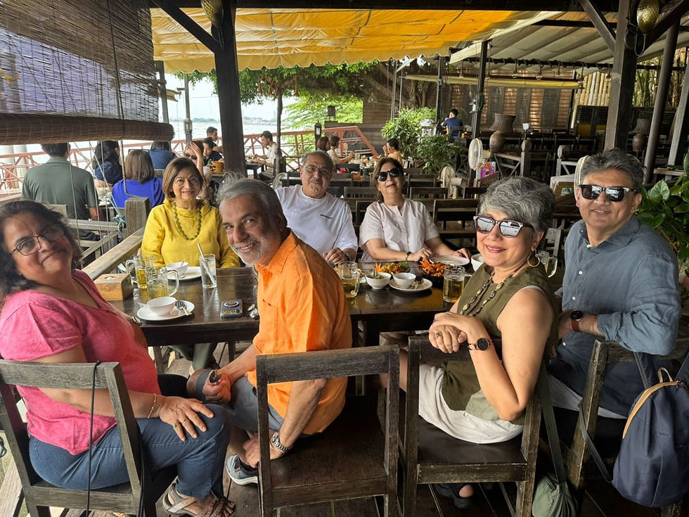 All seven of us at our table at River Tree House