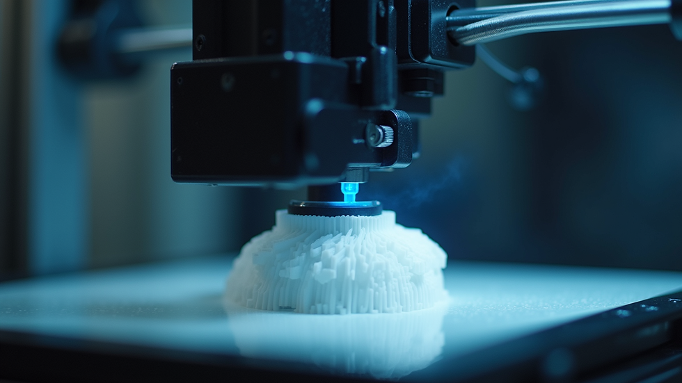 close-up view of a 3D printer working on a small prototype