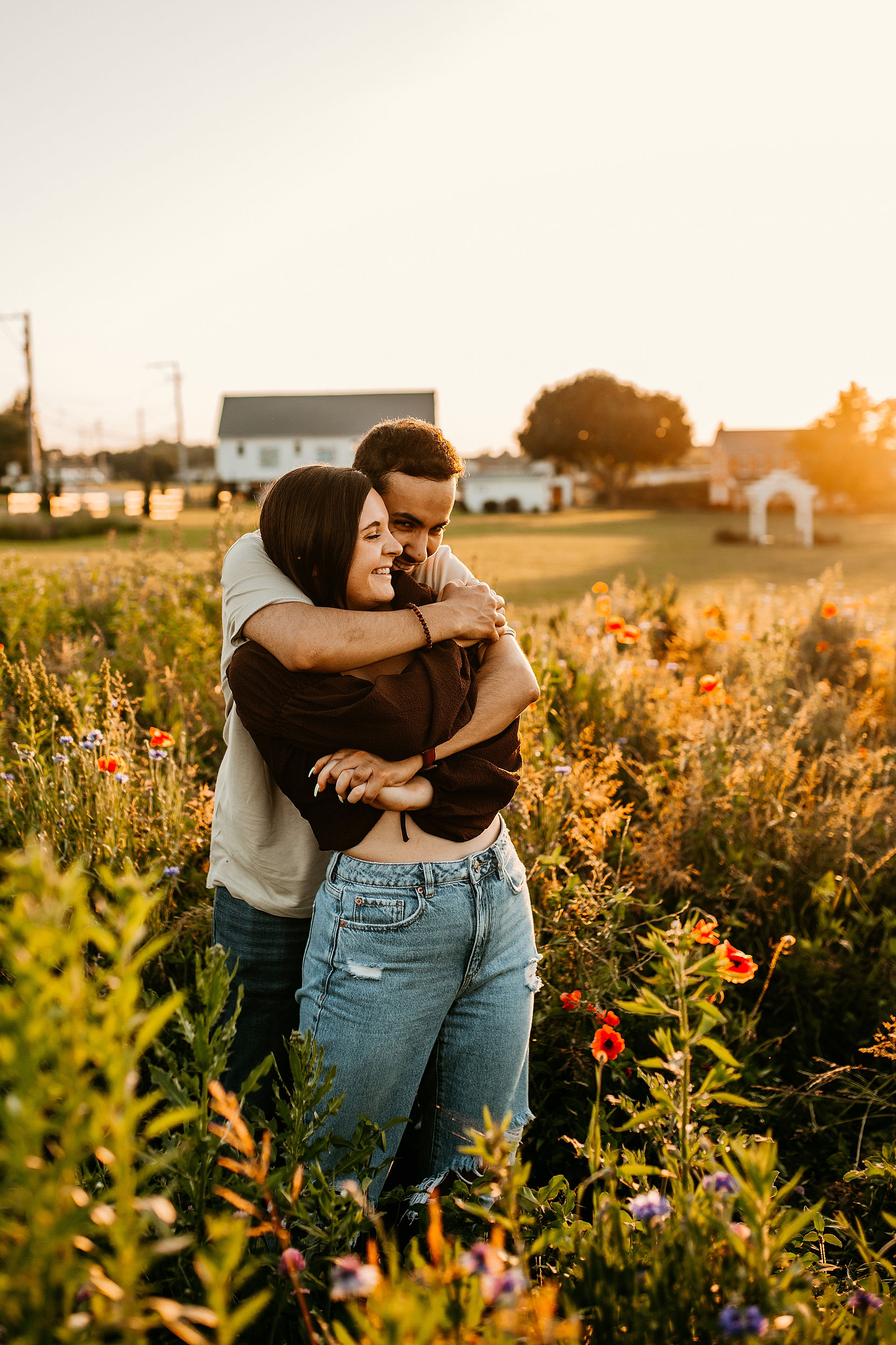 wildflower field engagement photos