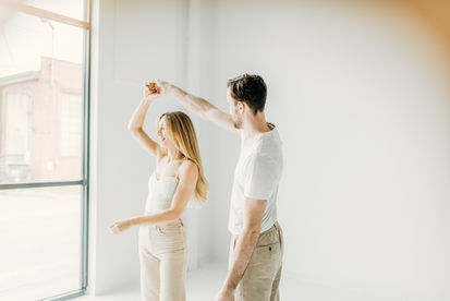 engagement session in a studio