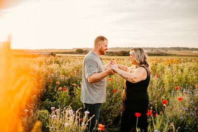 wildflower field engagement photos