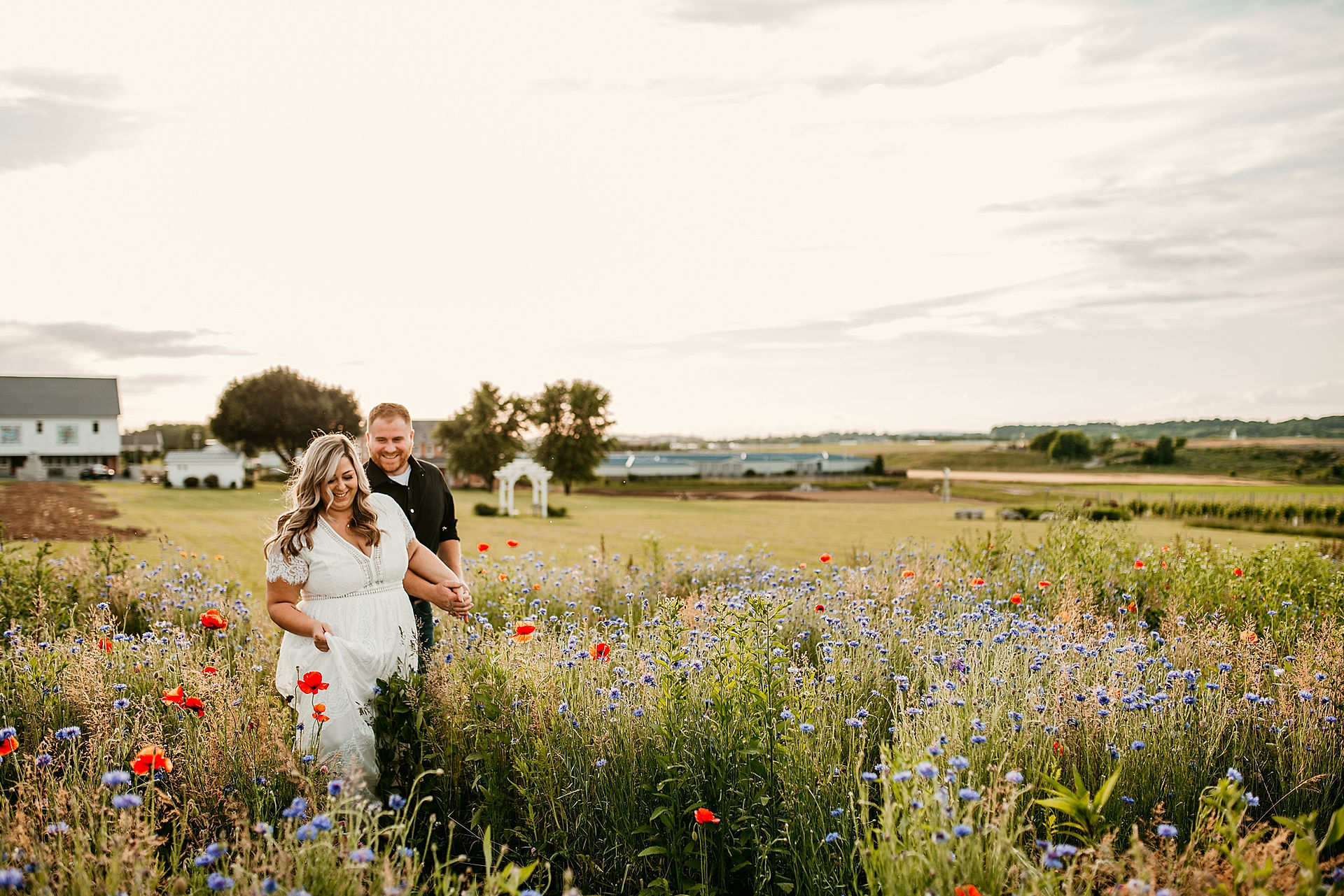wildflower field engagement photos
