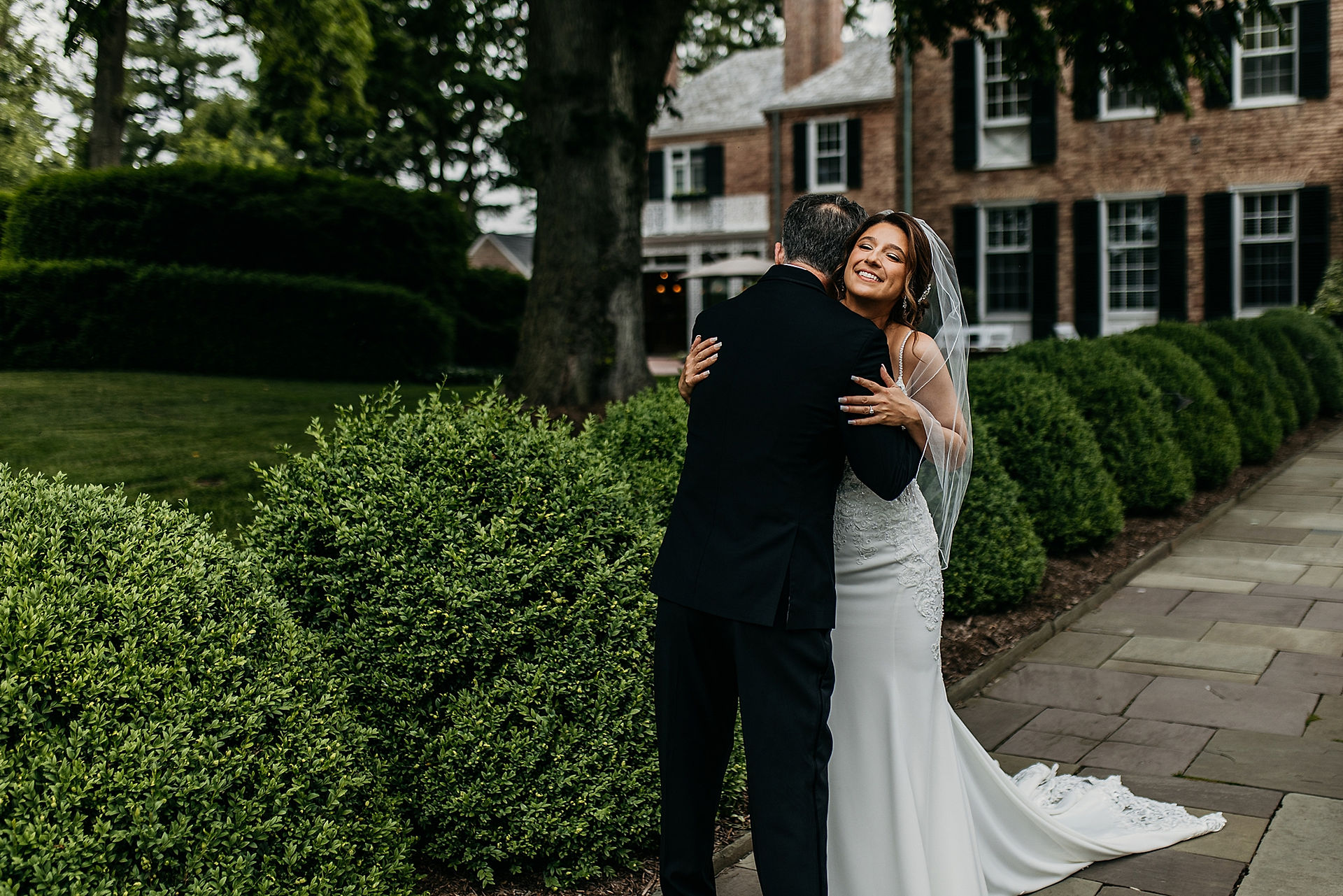 first look photos with bride and groom