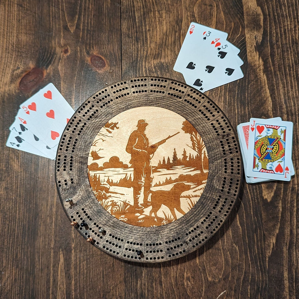 Thumbnail: Hunter-Themed Round Cribbage Board