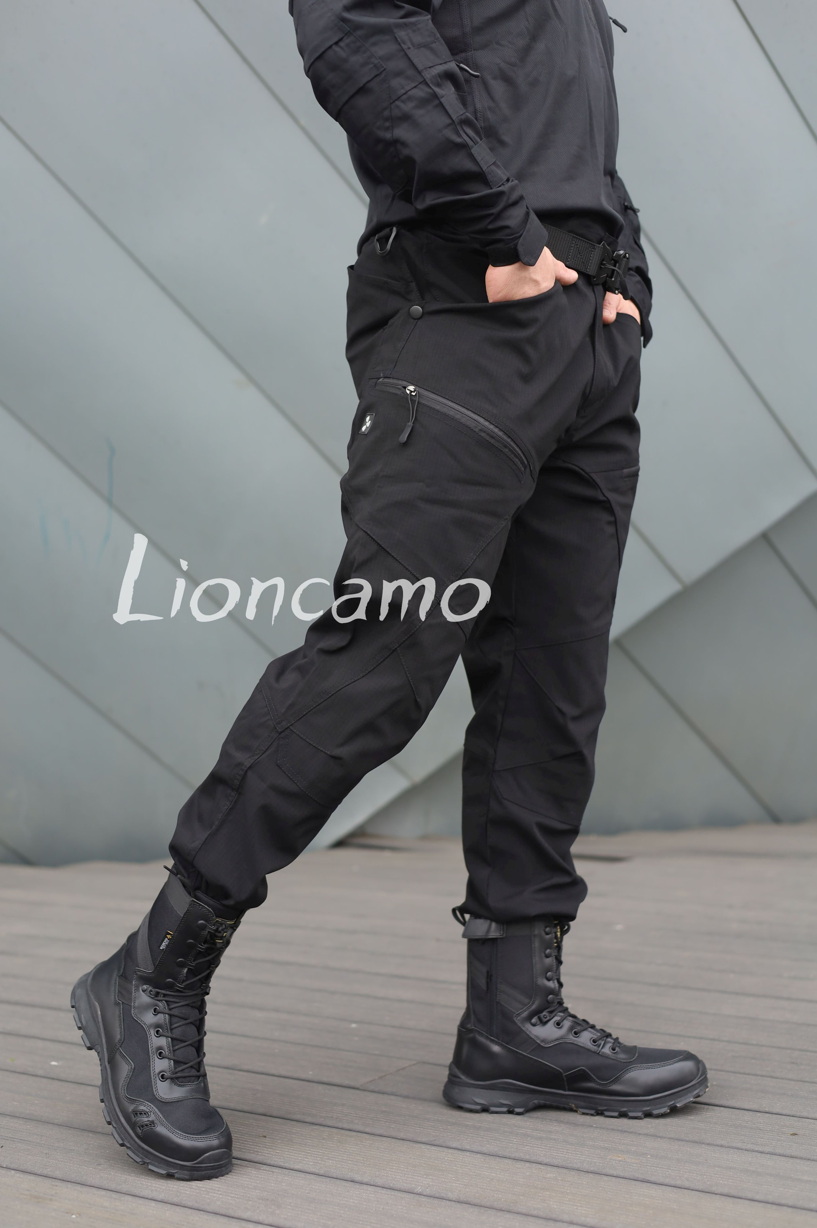 Черен нощен тактически панталон с кука