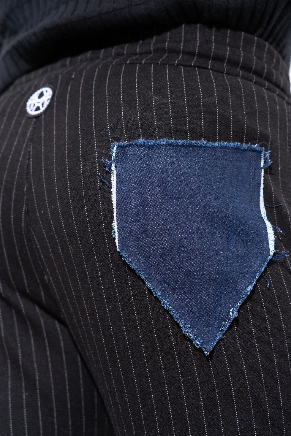 Thumbnail: MEN'S PINSTRIPE TROUSERS WITH JEANS INSERTS