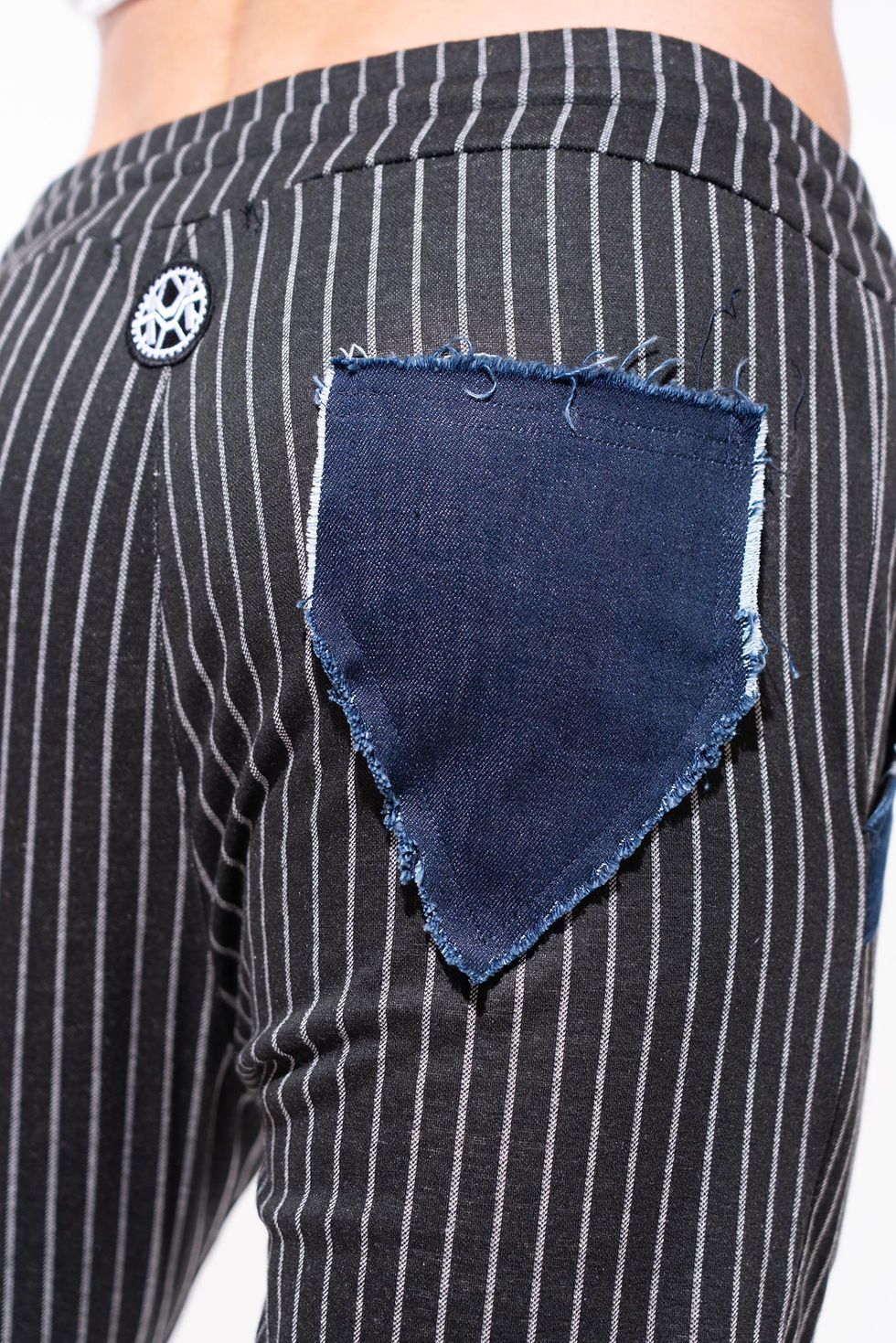 Thumbnail: MEN'S PINSTRIPE TROUSERS WITH JEANS INSERTS
