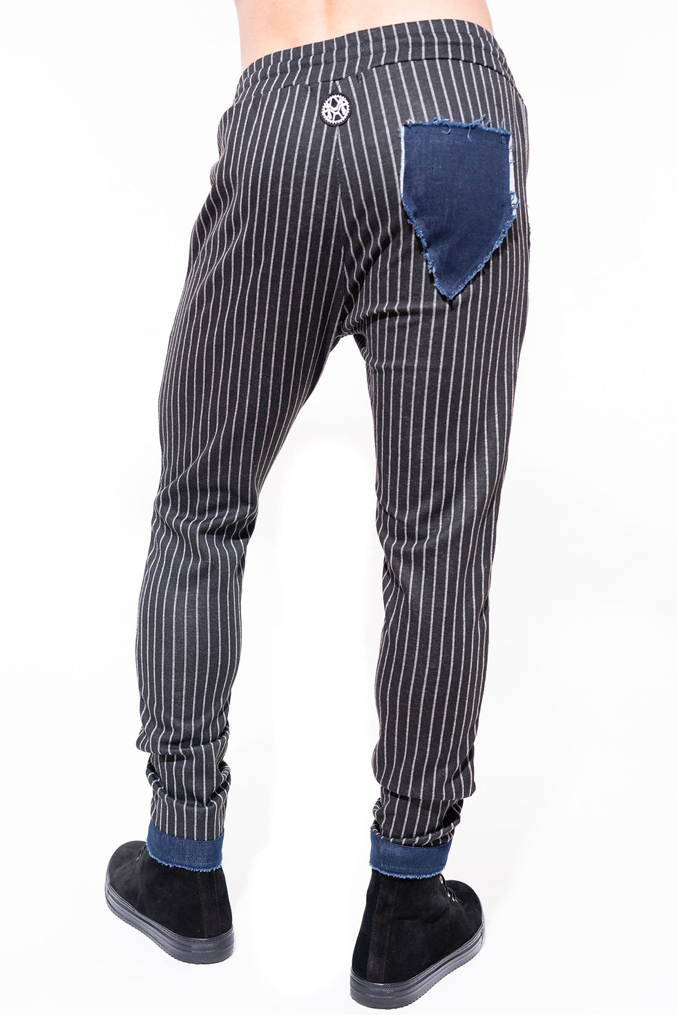Thumbnail: MEN'S PINSTRIPE TROUSERS WITH JEANS INSERTS