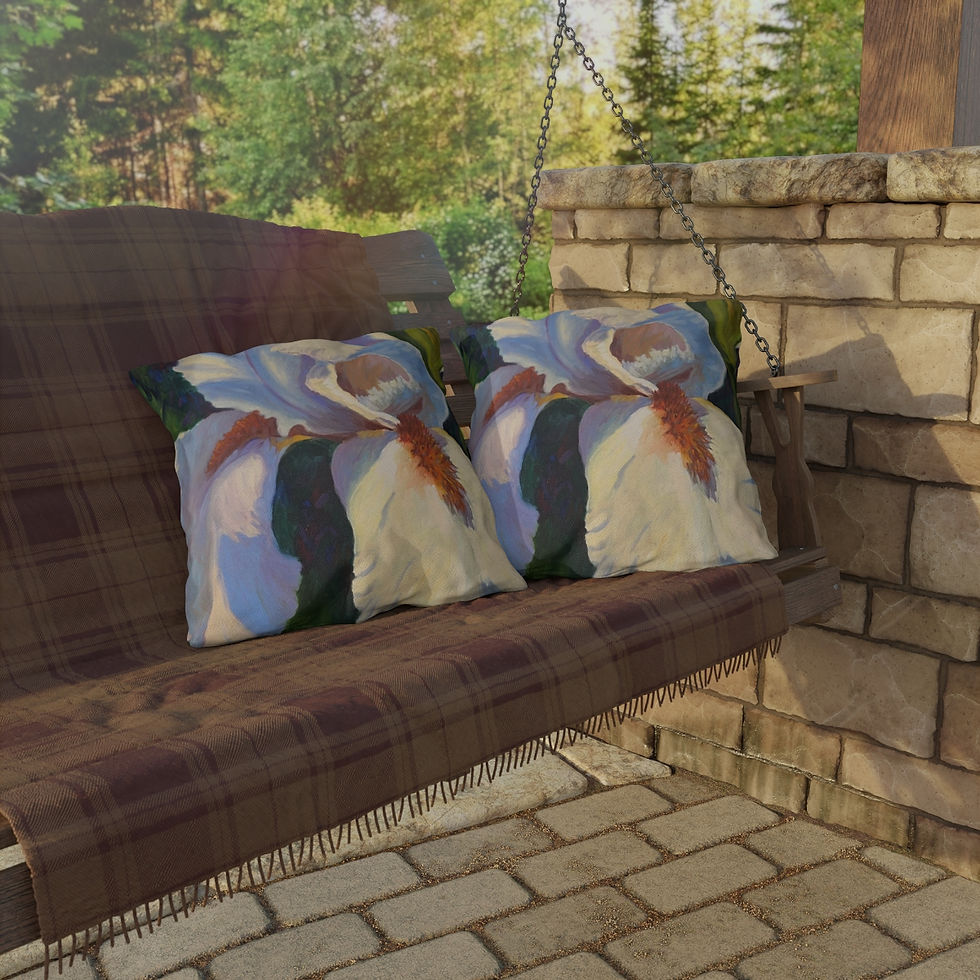 Thumbnail: White Iris Outdoor Pillows Impressionist Art Inspired Home Decor