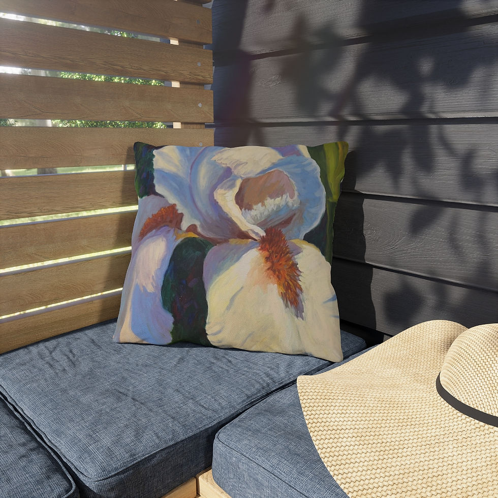 Thumbnail: White Iris Outdoor Pillows Impressionist Art Inspired Home Decor