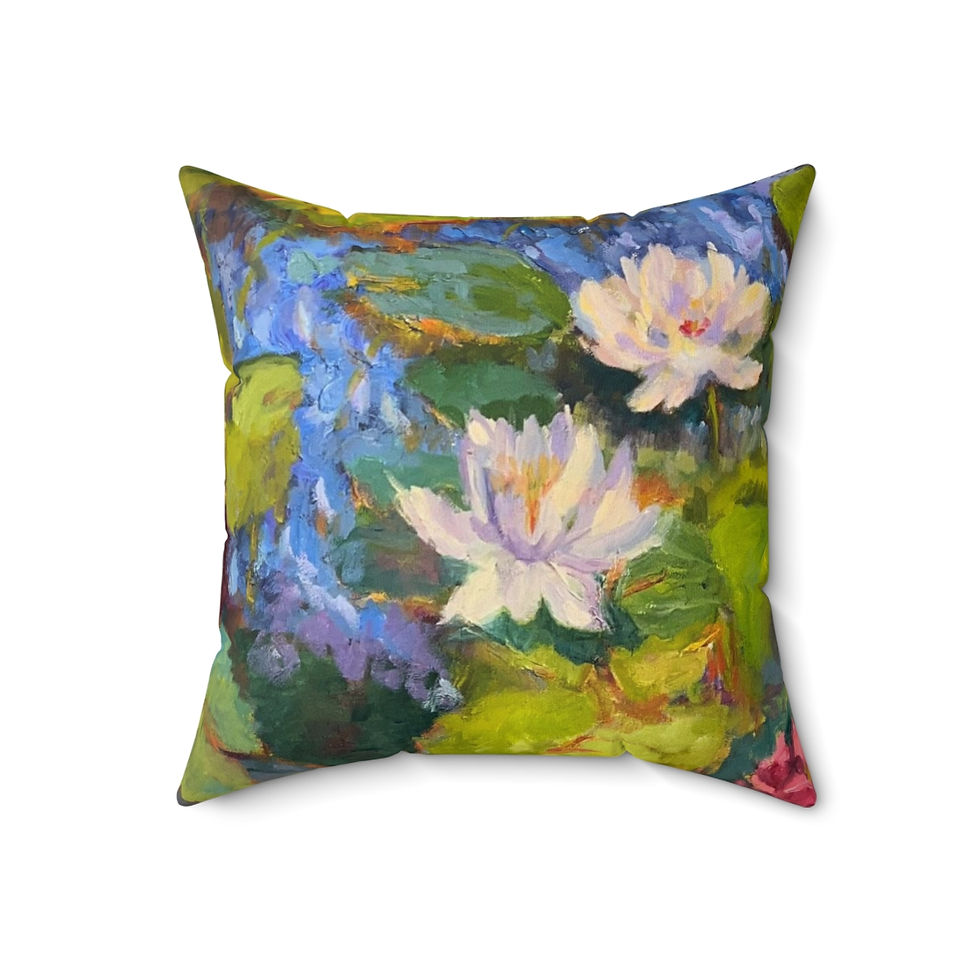 Thumbnail: Water Lilies Spun Polyester Square Pillow Fine Art Home Decor