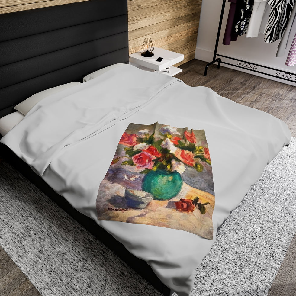 Thumbnail: Still Life Floral Velveteen Plush Blanket