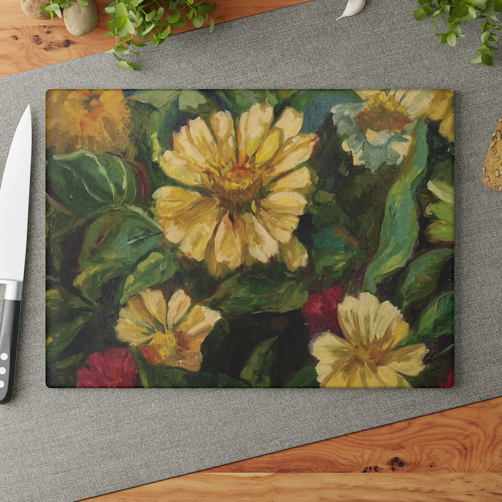 Thumbnail: Yellow Flowers Glass Cutting Board