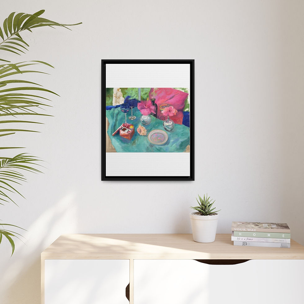 Thumbnail: Hibiscus Still Life Matte Canvas, Black Frame