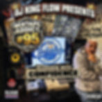 Portrait of Confidence, hip hop producer and artist from Boston, Massachusetts, featured on DJ King Flow’s Mixtape Addict show 95, standing in a studio setting with equipment and text graphics visible.