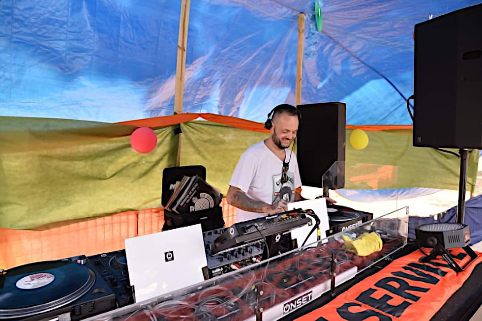 Italalian DJ Leo Effe performing at an Event in Italy, colour Image.
