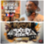 At the top of the image, American producer and rapper Classical The Great sits, holding his beard with his right hand, a microphone in front of him in a radio interview studio. He's dressed casually in a T-shirt and a backward-facing baseball cap. The bottom section showcases DJ King Flows alongside the Mixtape Addict and sponsor logos, all placed on a torn paper-style background. The image is vibrant and full of color.