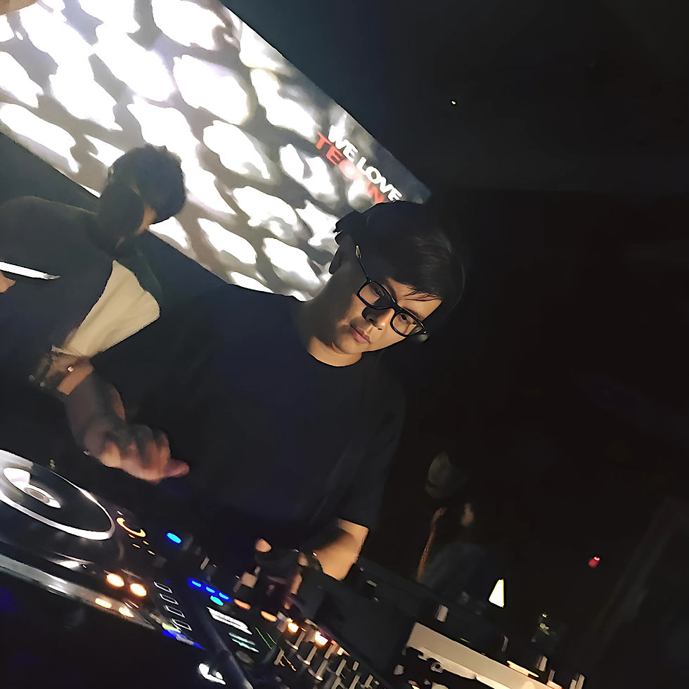 Malaysian DJ and producer Terence C performing at Jiro in Kuala Lumpur, Malaysia, 45 degree angle colour picture.