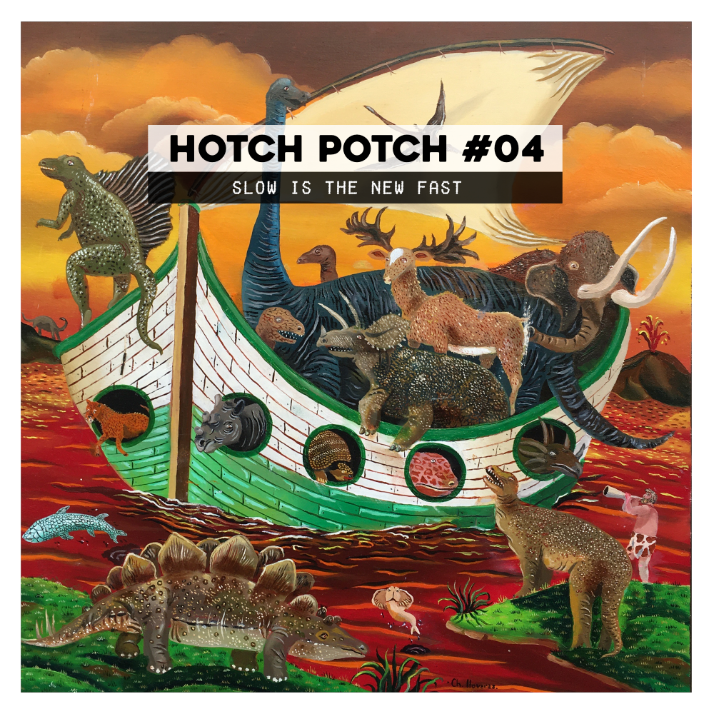 French DJ Duo Kidding Kurrys and ATX 'Hotch Potch' 4 logo featuring Noahs Ark in cartoon, colour image.