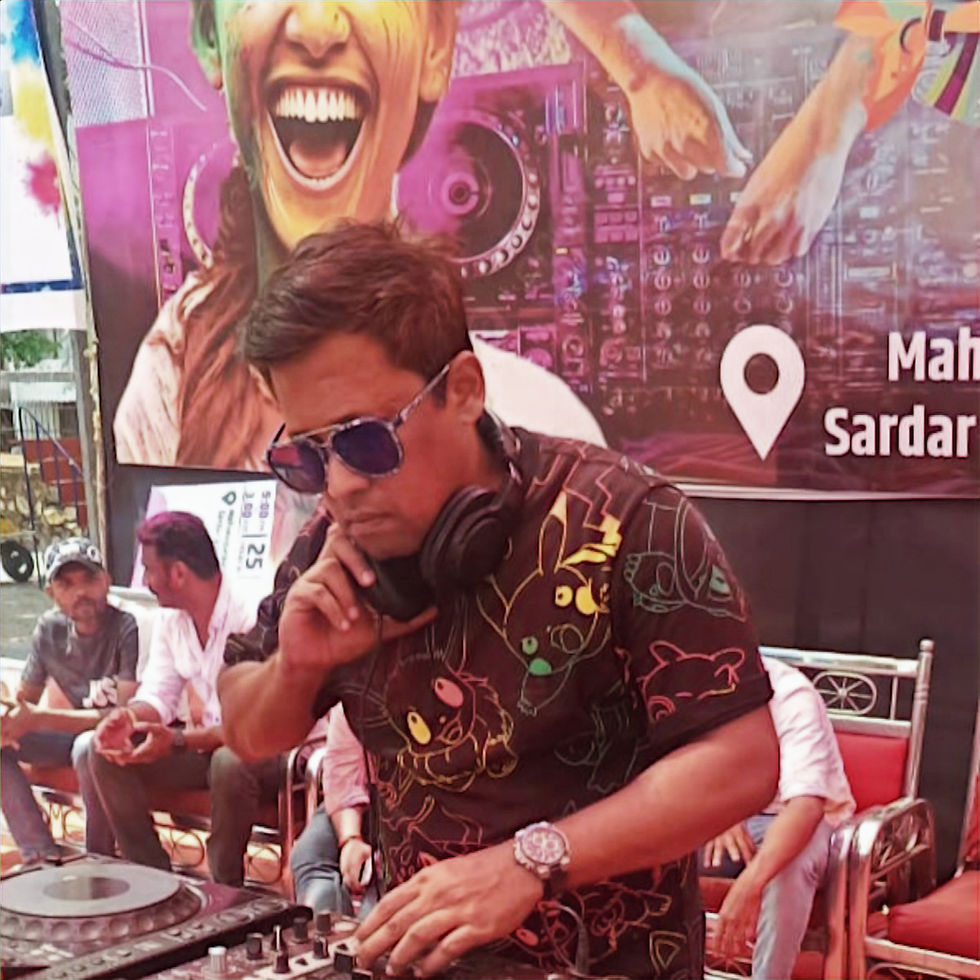 Indian DJ Kafka performing at an event in India, colour image.