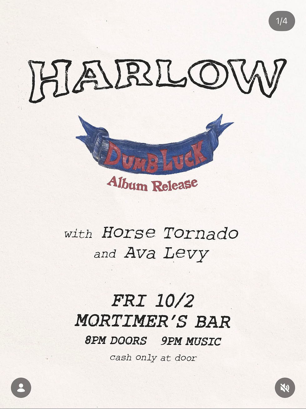 Harlow album release w/ Horse Tornado + Ava Levy