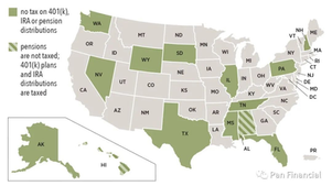哪些州的退休收入不缴州税?