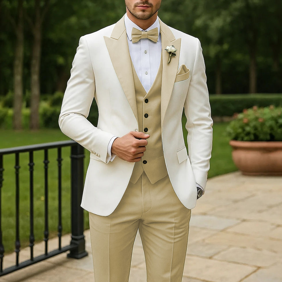 Thumbnail: 3 Piece Formal Men Suit Groom Groomsman Wedding Party Prom Business Male Tuxedos