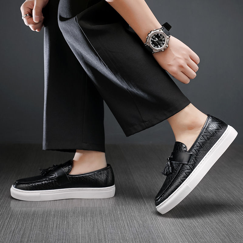 Thumbnail: Men's Casual Leather Shoes Tassel Trendy Party Wedding Shoe Mens Driving Flats M