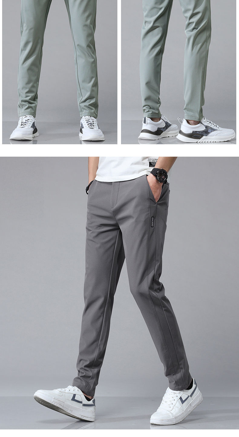 Thumbnail: 5 Colors Spring Summer Ultra-thin Men's Stretch Slim Straight Casual Pants High 