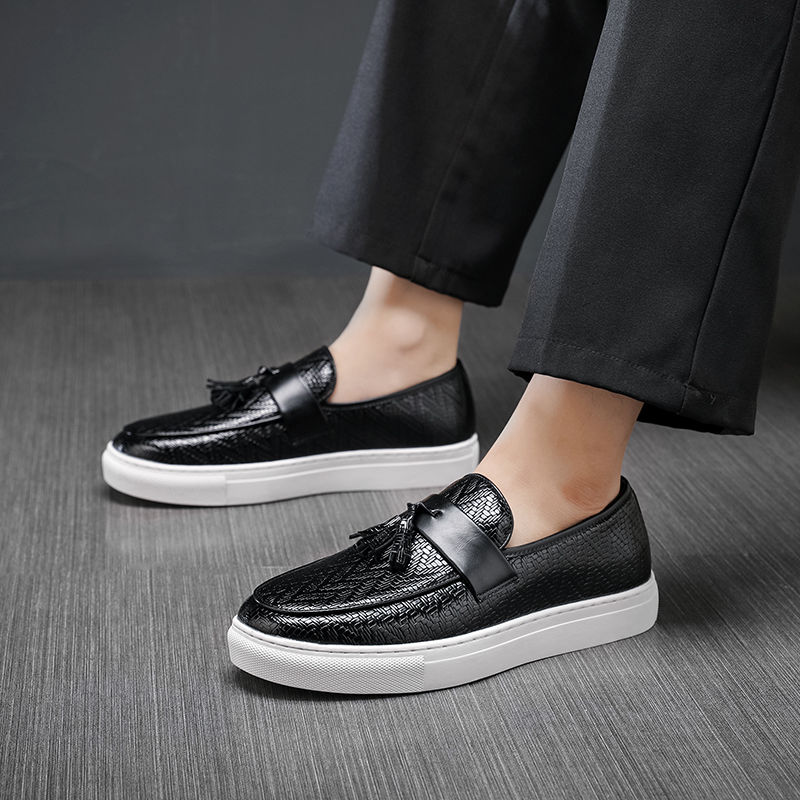 Thumbnail: Men's Casual Leather Shoes Tassel Trendy Party Wedding Shoe Mens Driving Flats M