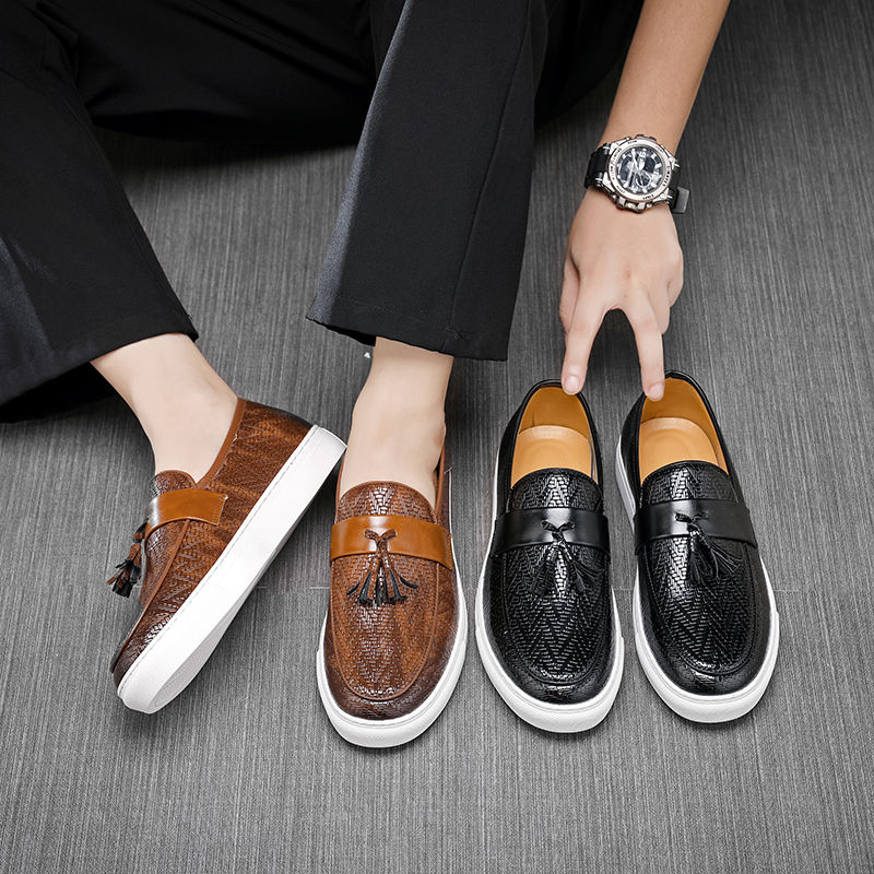 Thumbnail: Men's Casual Leather Shoes Tassel Trendy Party Wedding Shoe Mens Driving Flats M