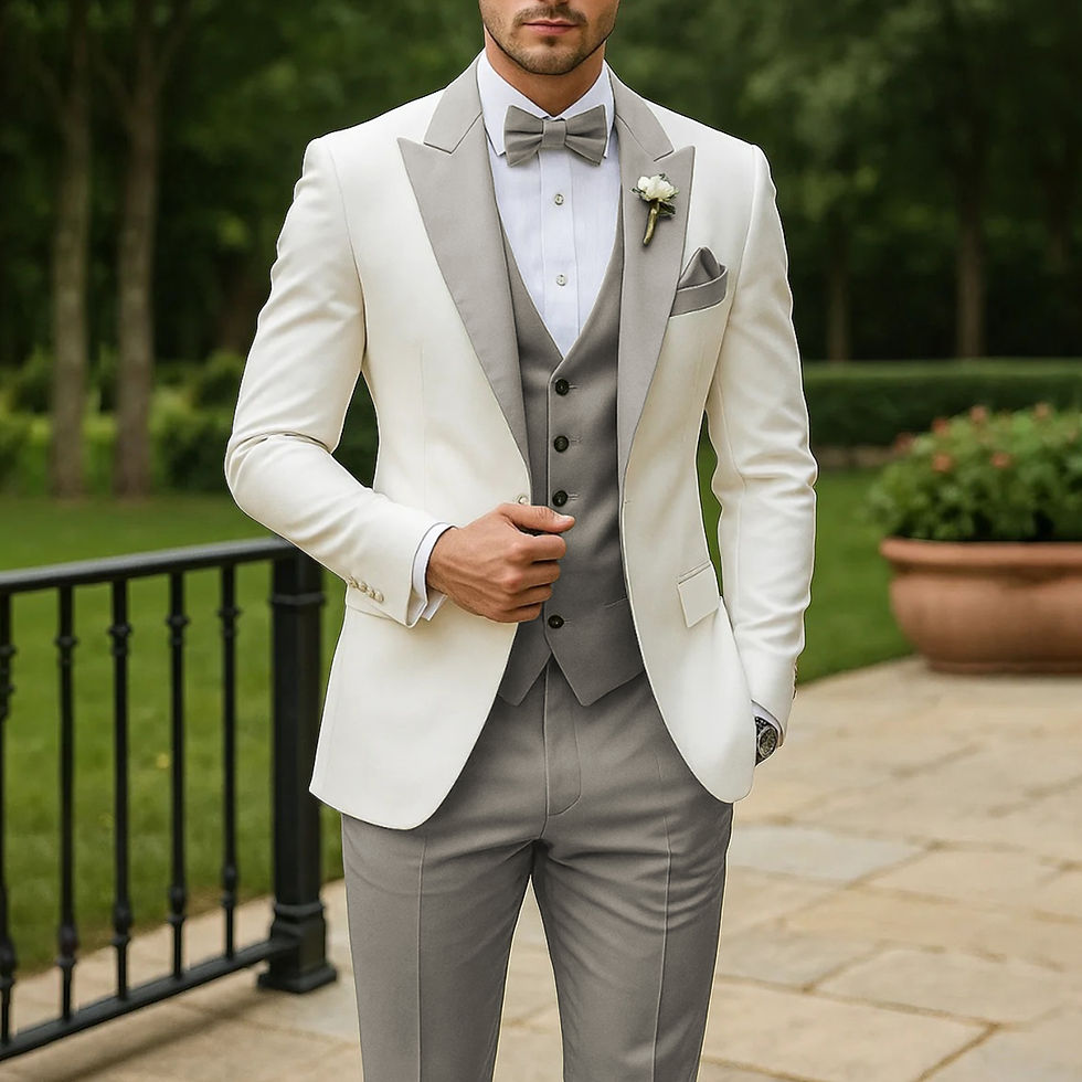 Thumbnail: 3 Piece Formal Men Suit Groom Groomsman Wedding Party Prom Business Male Tuxedos
