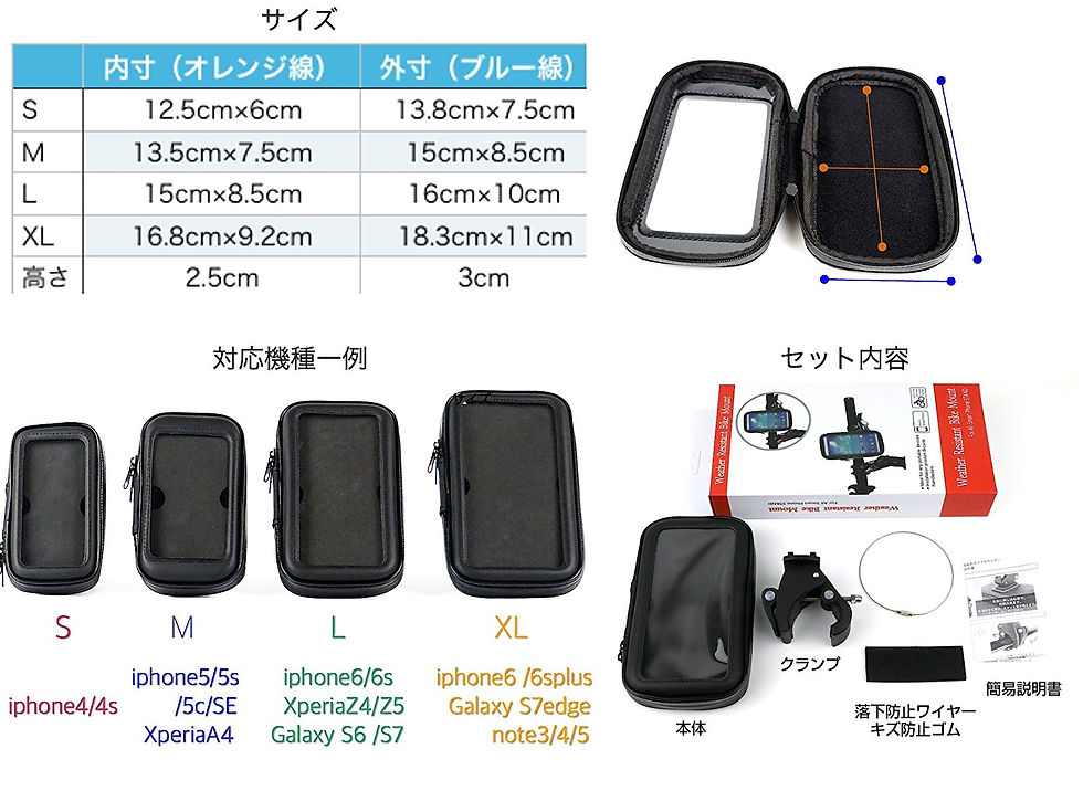 サムネイル： adelphos 強力固定 防水 防塵 スマホホルダー 360度回転 自転車 バイク ケース マウント ホルダー iphone 各種スマホ対応 調整