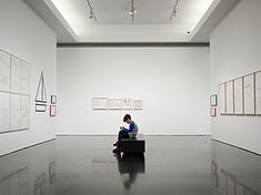 Jonge jongen in een museum