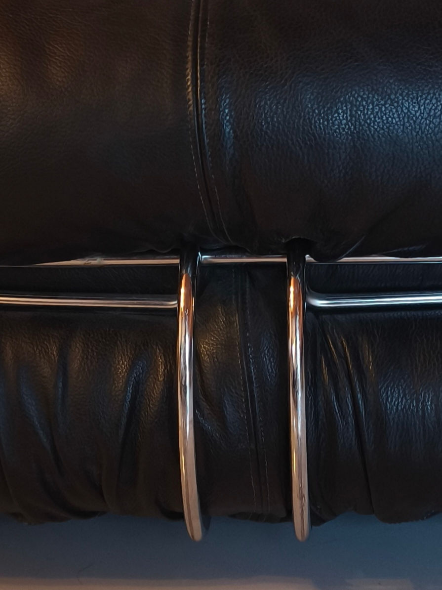 Thumbnail: Cassina Soriana Ottoman Hocker Leder schwarz 70er Afra & Tobia Scarpa 