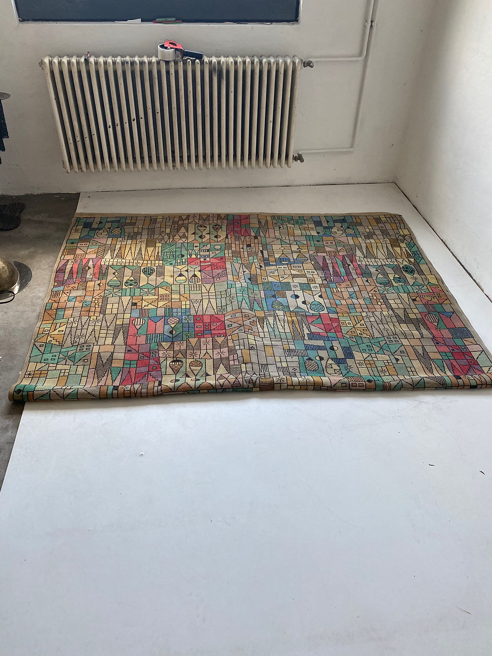 Thumbnail: Künstler Teppich Vorwerk  Design Paul Klee 70er Bauhaus Postmodern
